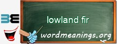 WordMeaning blackboard for lowland fir